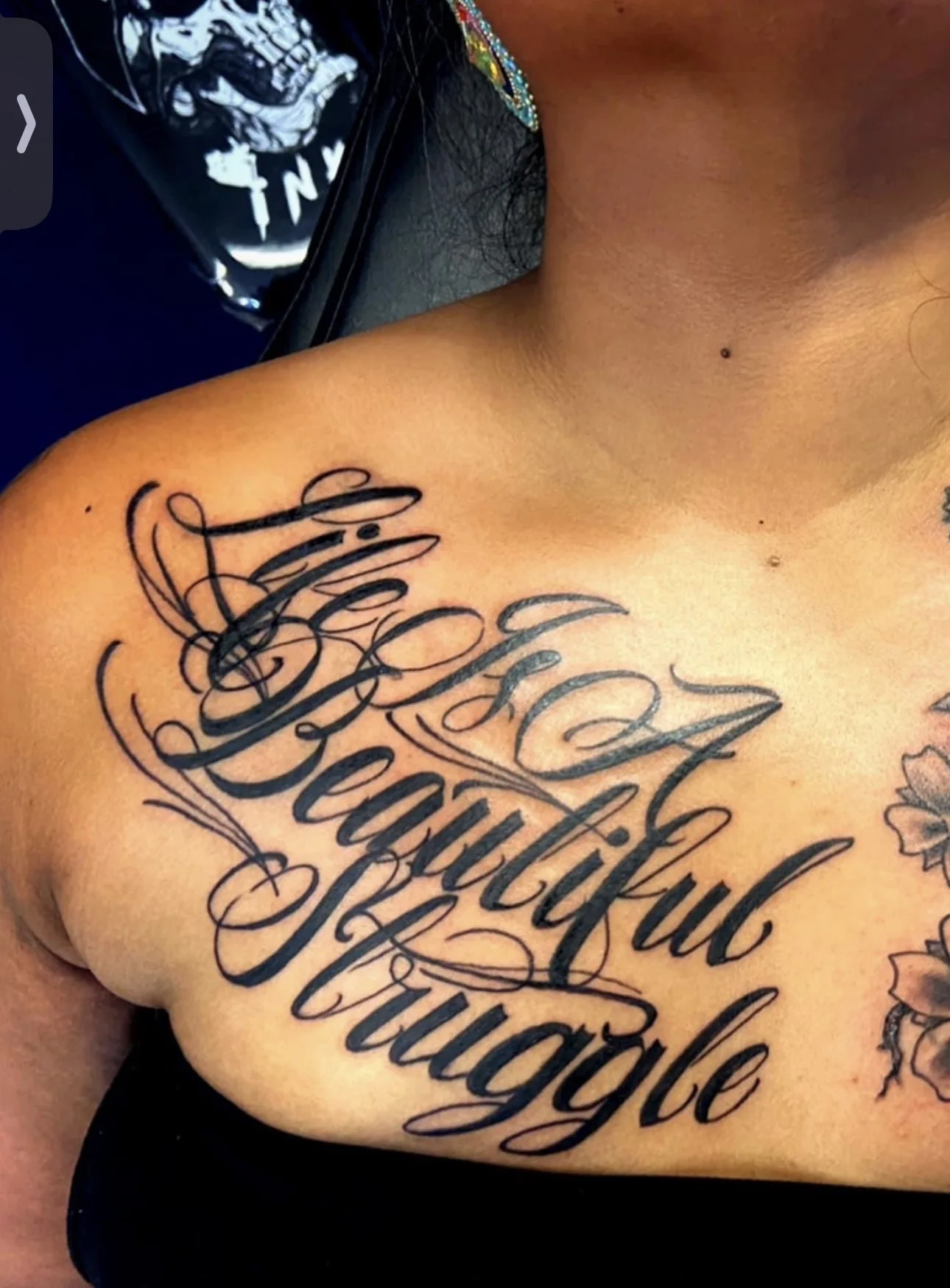 Detailed Beautiful Struggle lettering tattoo